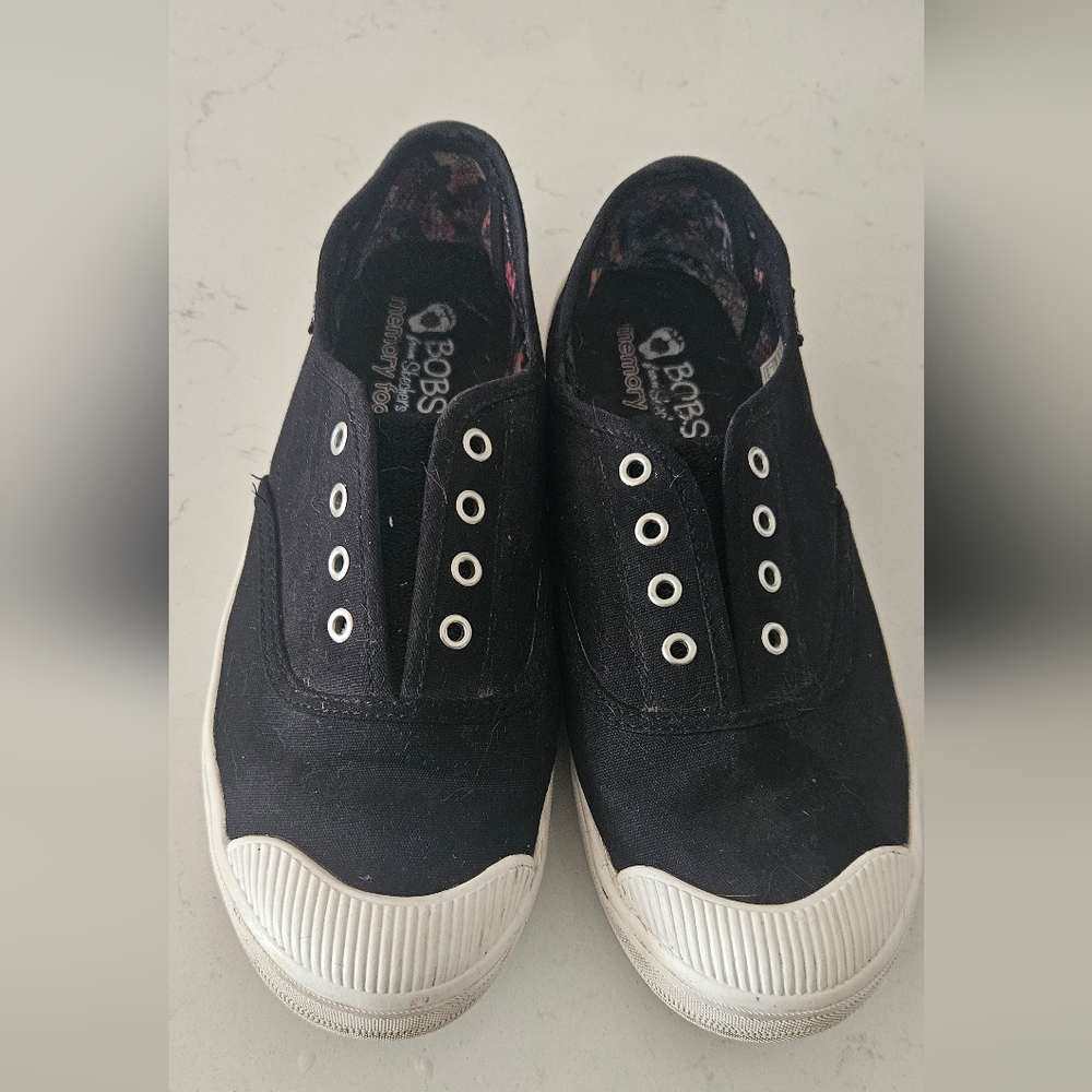 Skechers BOBS Black and Multicolor Slip-Ons